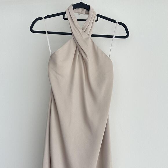 BHLDN Dress Womens 0 Ruby Twist Halter Satin Gown Champagne Elegant Bridesmaids - Picture 5 of 13